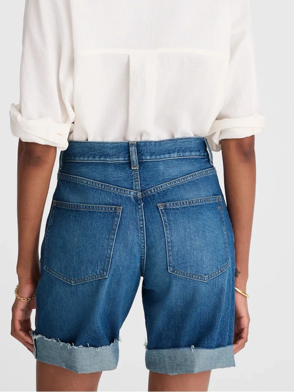 NWT Madewell Long Baggy Cuffed Jean Shorts in Mifflin Wash size 27